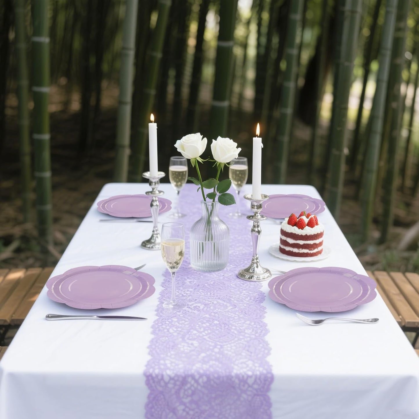 50 Pack Light Purple Paper Plates 7 Inch, Disposable Scalloped Plates Cake Dessert Plate for Dinner Baby Shower Wedding Bridal Shower Birthday Party Supplies (Light Purple, 7 inch)