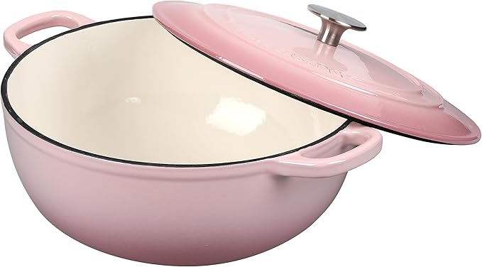 Enameled Cast Iron Dutch Oven Pot with Lid for Sourdough Bread Baking, Bread Dutch Ovens, Cooking Pots, 5 Quart, Pink