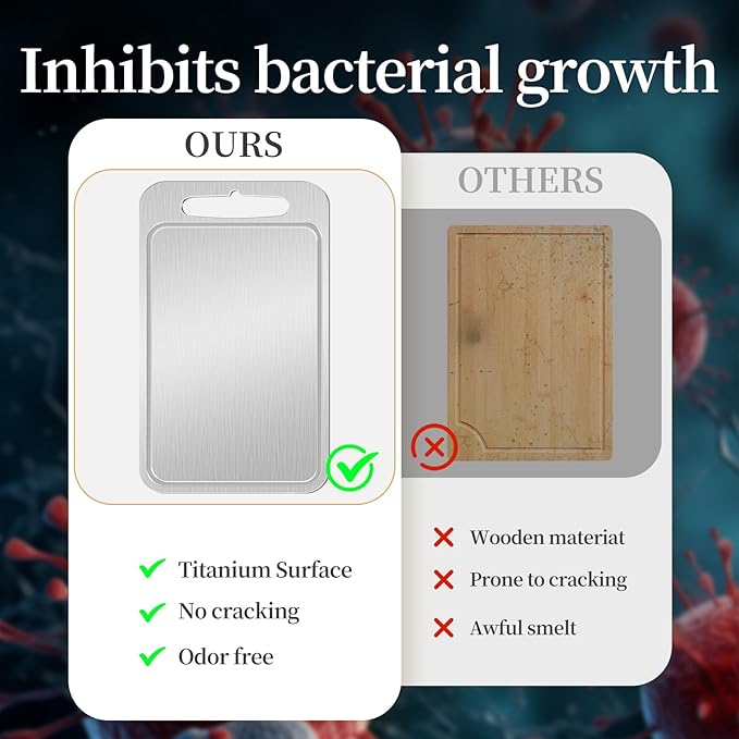 Titanium Cutting Board-Pure Titanium Cutting Boards For Kitchen，Double-Sided Metal Cutting Board with Juice Groove, Separates Meat and Vegetables, Dishwasher Safe (Pure White 11×8 Inch)