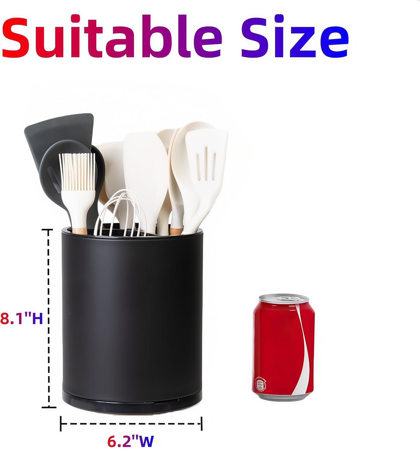 Utensil Holder,Large 360°Rotating Kitchen Utensil Holder For Counter,Cooking Silverware Organizer Stainless Steel Caddy Flatware Spoon Spatula Tool Cutlery Container