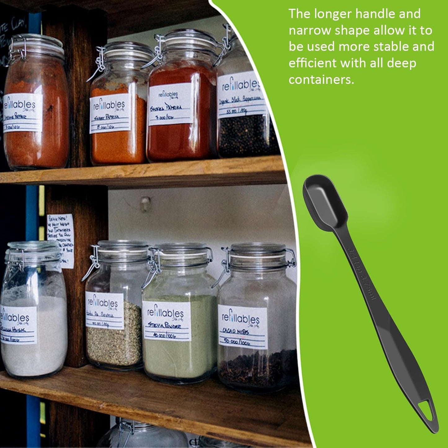 2 Pcs 1/8 Teaspoon (0.63 mL | 1/8 Tsp | 0.63 cc | 1/64 oz) Stainless Steel Single Measuring Spoon, Long Handle Metal Measuring Spoon, Kitchen Gadgets for Cooking & Baking(Black)