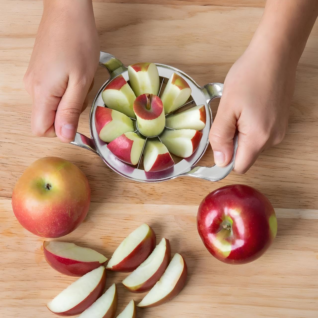 OCS Parts Pro Series 8 Slice Apple Corer Slicer with Handles | Slicer, Corer, Divider Cutter Easily Cuts Even Apple and Fruit Slices for Home or Commercial Kitchens