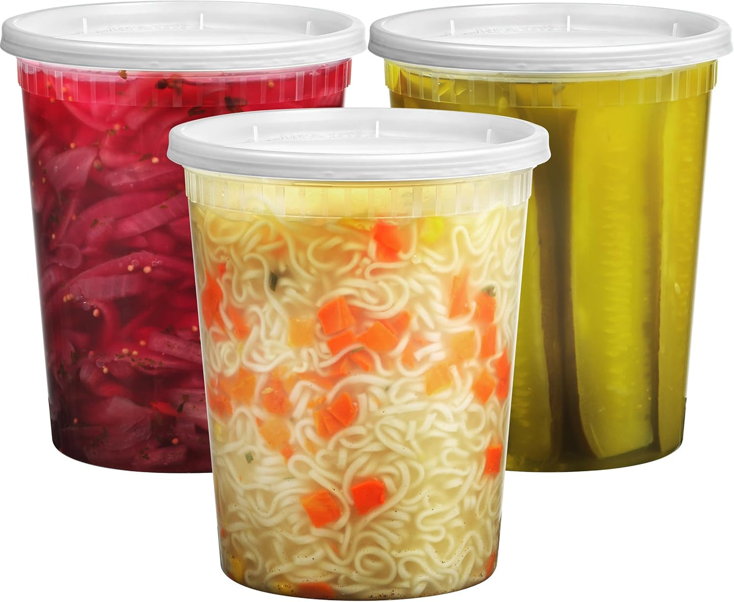 JoyServe 32 Oz Deli Food Containers with Lids - (36 Sets) Quart Airtight Plastic Food Storage for Takeout, Meal Prep, To-Go, Soup Freezer Containers with 36 Lids, BPA-Free, Dishwasher, Microwave Safe