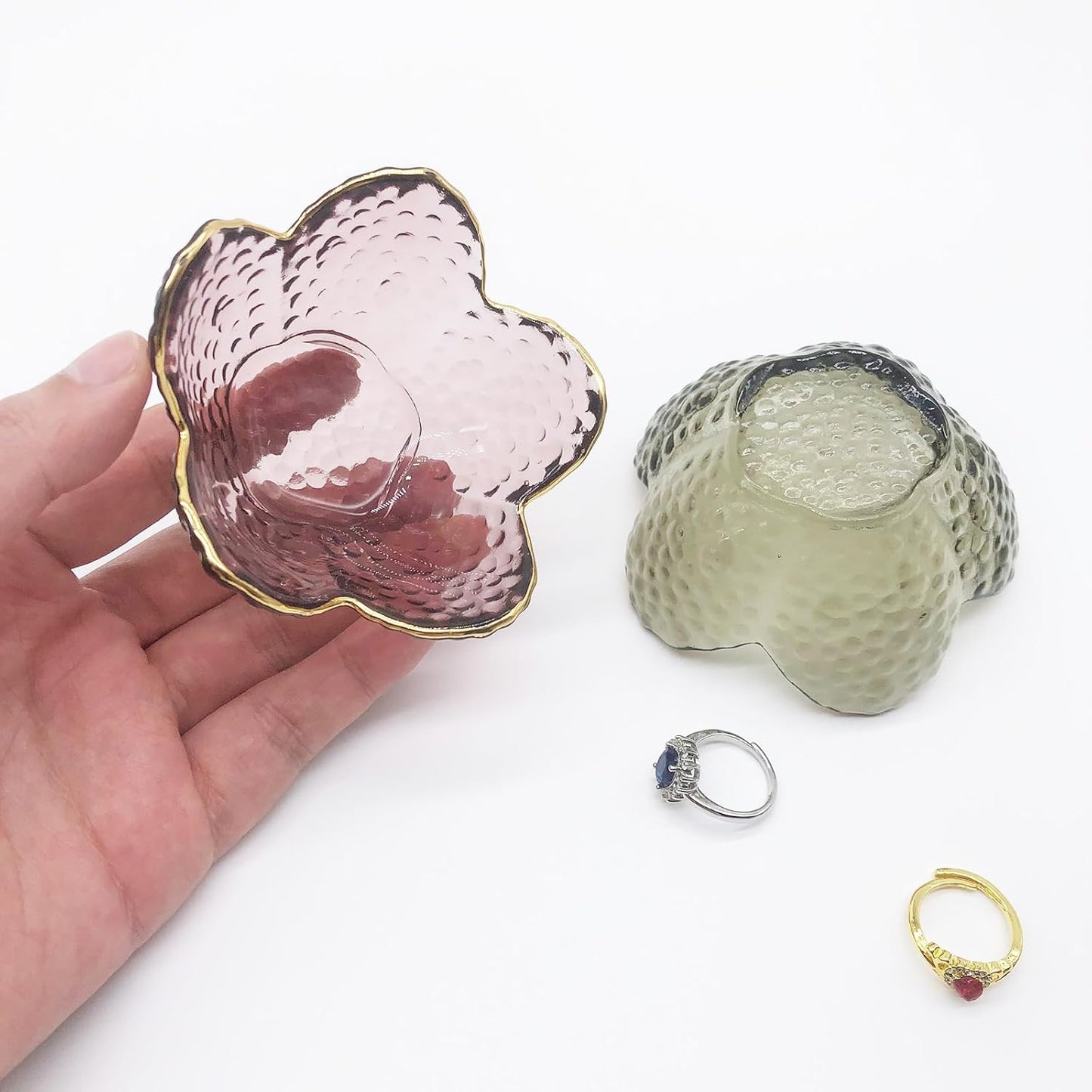 Small Ring Dish Jewelry Tray, Glass Jewelry Dish Trinket Bowl, Crystal Ring Holder Dish Jewelry Plate, Nightstand Decor Jewelry Holder Dish, Engagement Jewelry Bowl Dish for Rings, Earrings