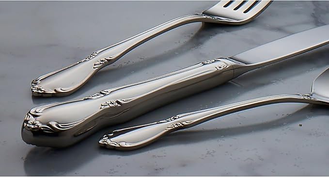 Oneida 2610004C Chateau Fine Flatware Dinner Spoons, Set Of 4, 18/8 Stainless Steel, Service For 4