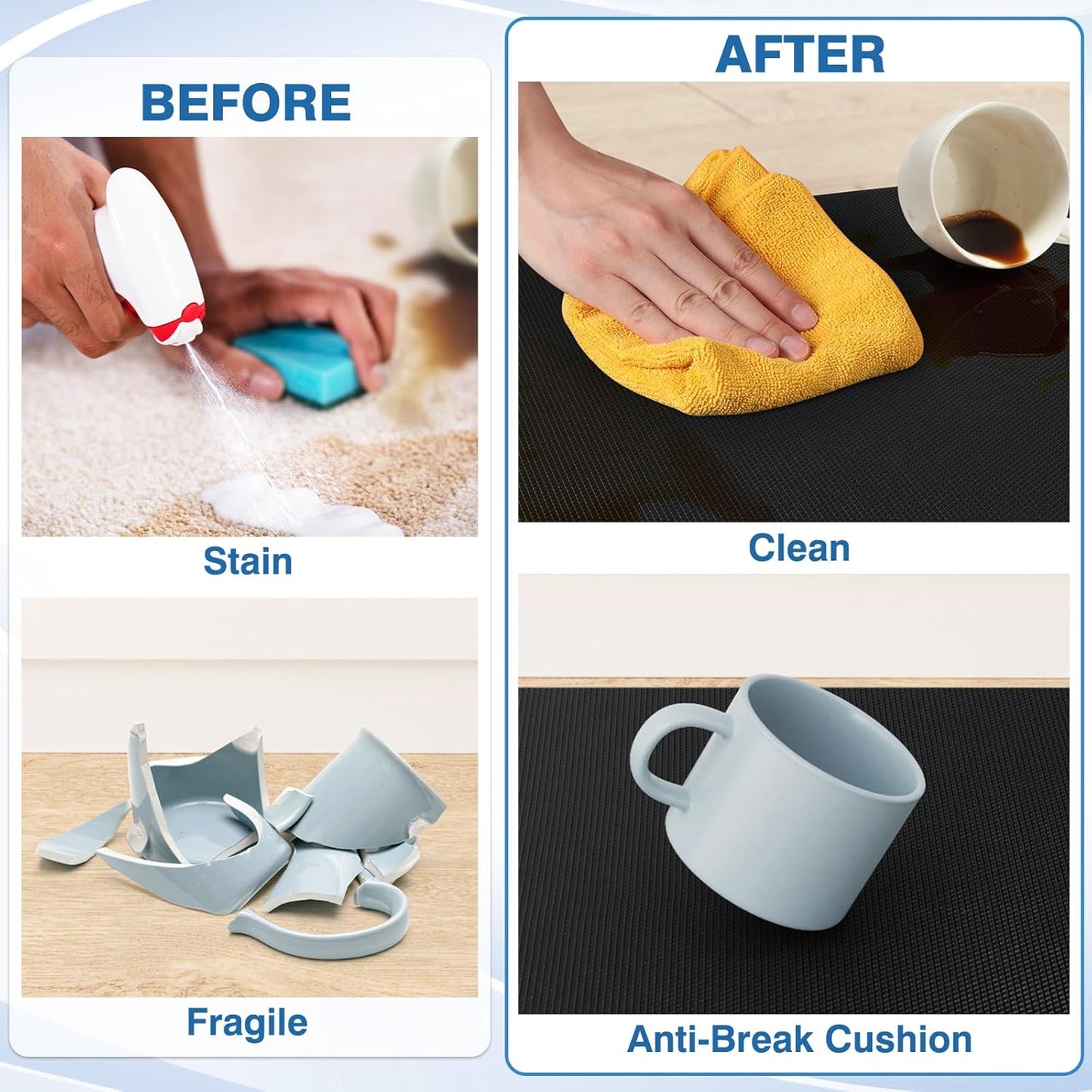 StepRite Kitchen Mats, 2PCS Kitchen Rugs, Cushioned Anti Fatigue Kitchen Mats for Floor, Non-Slip Standing Desk Mat, Waterproof Kitchen Rug Set for Kitchen, Floor, Office, 17.3"x30"+17.3"x70", Black