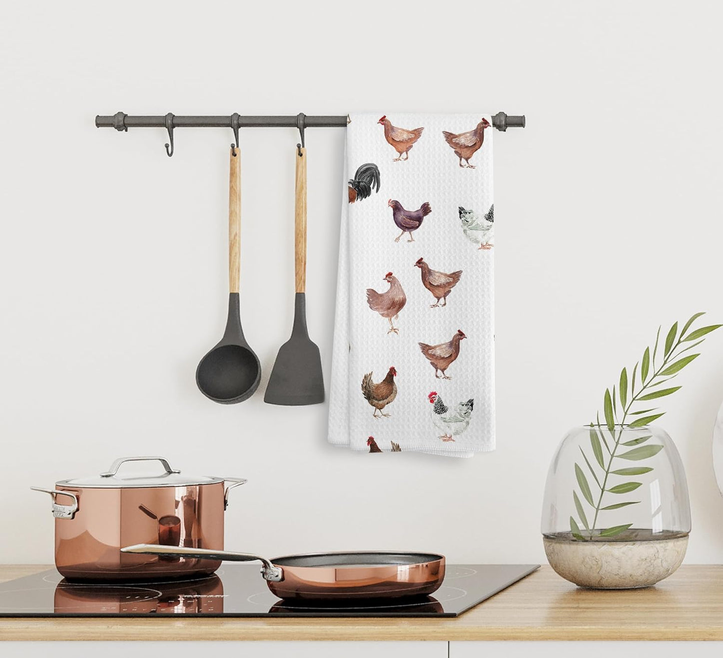 Chicken Kitchen Towels and Dishcloths, Rooster Decorative Towels, 1624 Inches