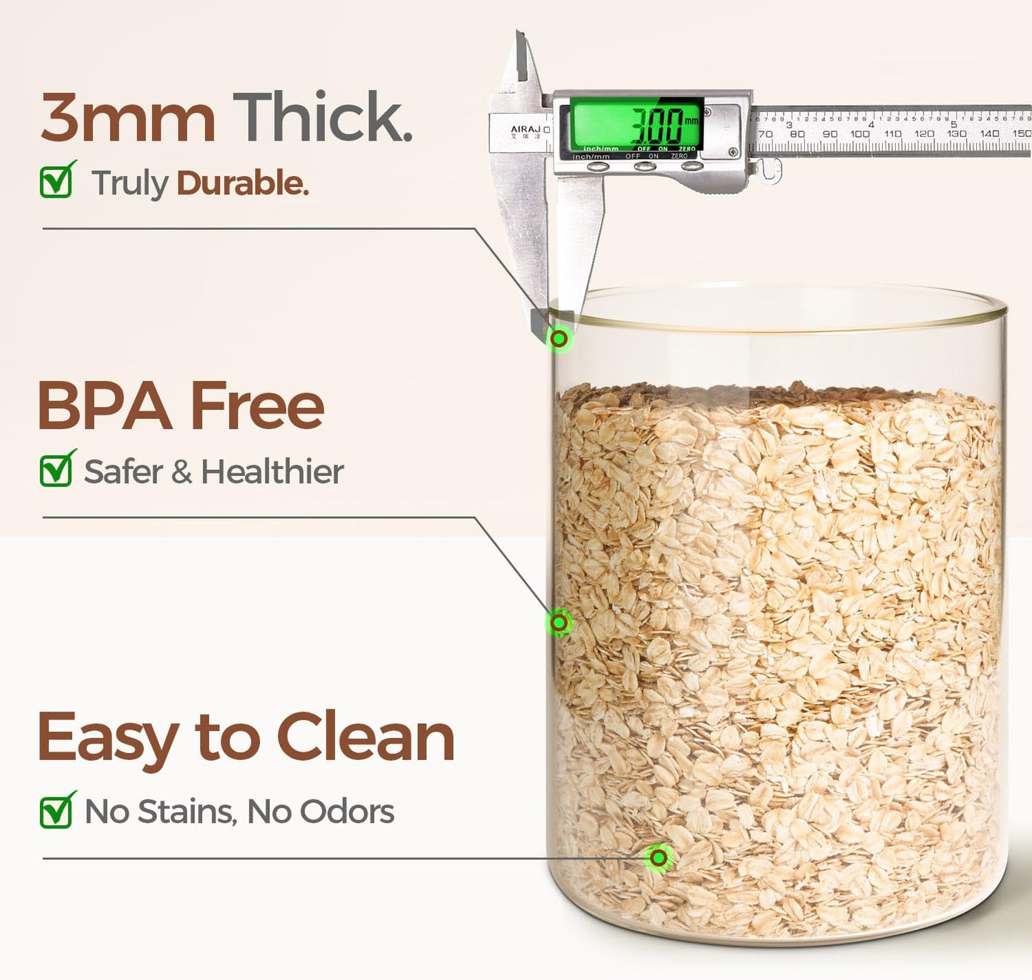 ComSaf 1 Gallon Cookie Jar, Large Glass Jar with lid, Glass Canisters with Lids Set of 2, 3.9 Qt Flour Container with Spoon and Clip, Glass Food Storage Pantry Containers for Sugar Oat Beans Pasta