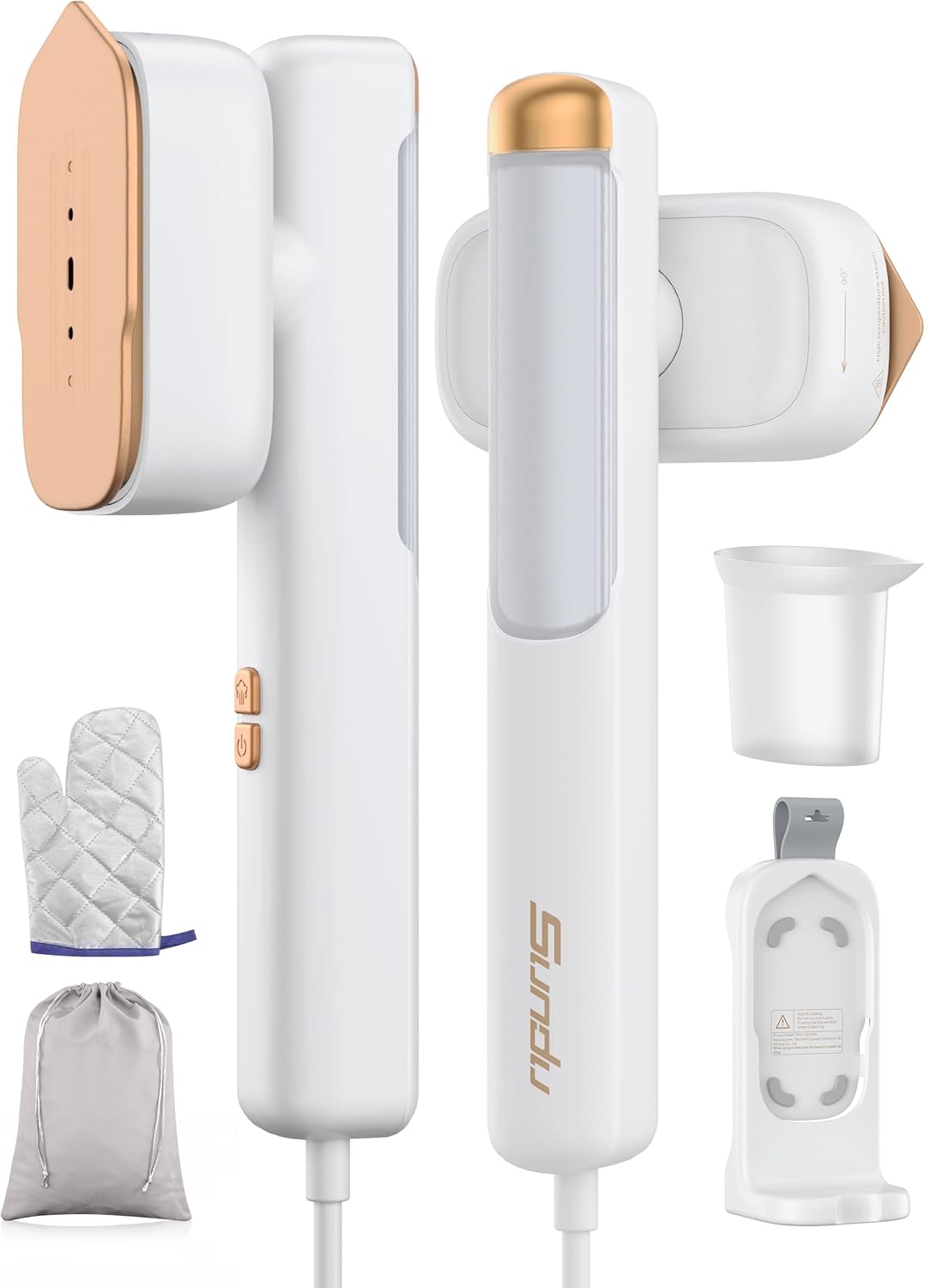 Steamer Iron for Clothes, Portable 2 In 1 Travel Handheld Garment Steamer,20 Minutes of Continuous Steam,100ml Water Tank,Steamer Ironing Gloves,1000W Light Steam Iron for Travel and Home