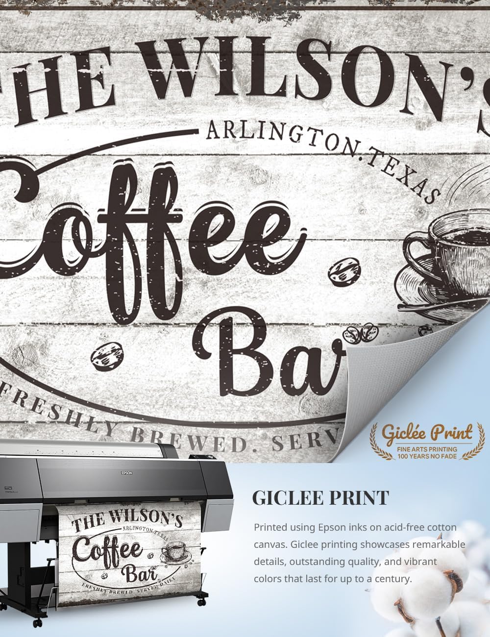 IPIC - Custom Coffee Bar Sign, Personalized Canvas Wall Art with Family Name, Vintage Coffee Station Decor, Canvas Prints Gift for Family Friend