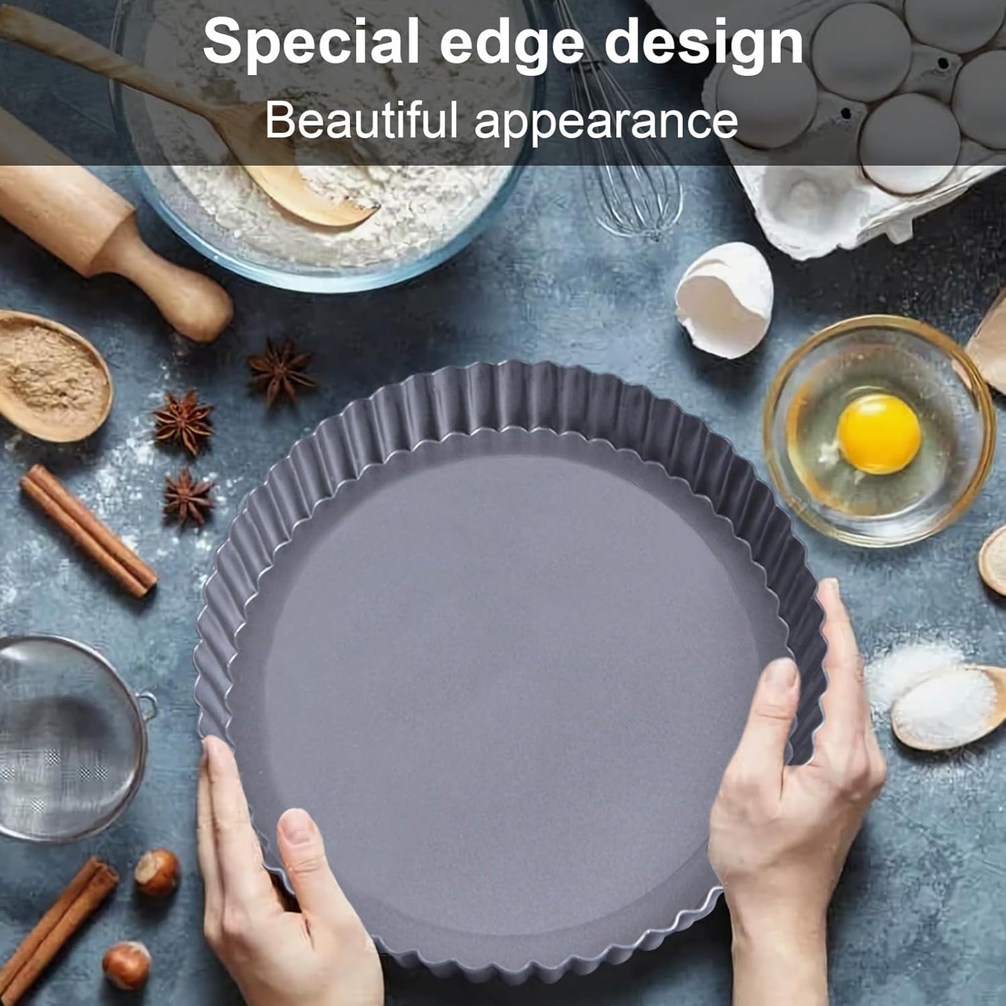 Metal Tart Pan，Tart Pans with Removable Bottoms，Tart Pans for Baking (10 Inch)