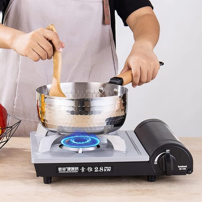 Yukihira Saucepan,Yukihira Pot, 3 Quart Stainless Steel Saucepan Pan Japanese Milk Pot with Wood Handle