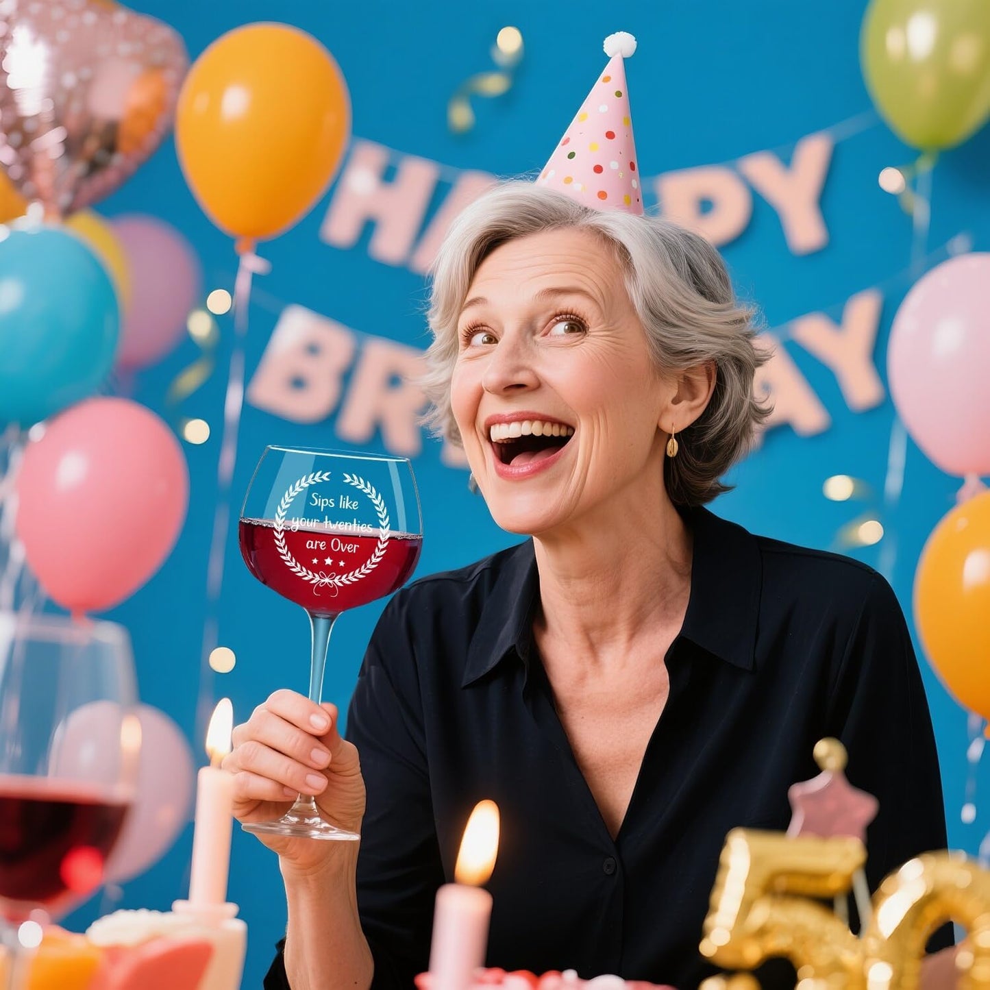 50TH Birthday Gifts for Her Women, Funny Happy 50TH Birthday Decorations for Women, 50 Year Old Gifts for Woman, Unique Wine Glass Gift Ideas for Woman Friends Sister Mom Wife Aunt Turning 50