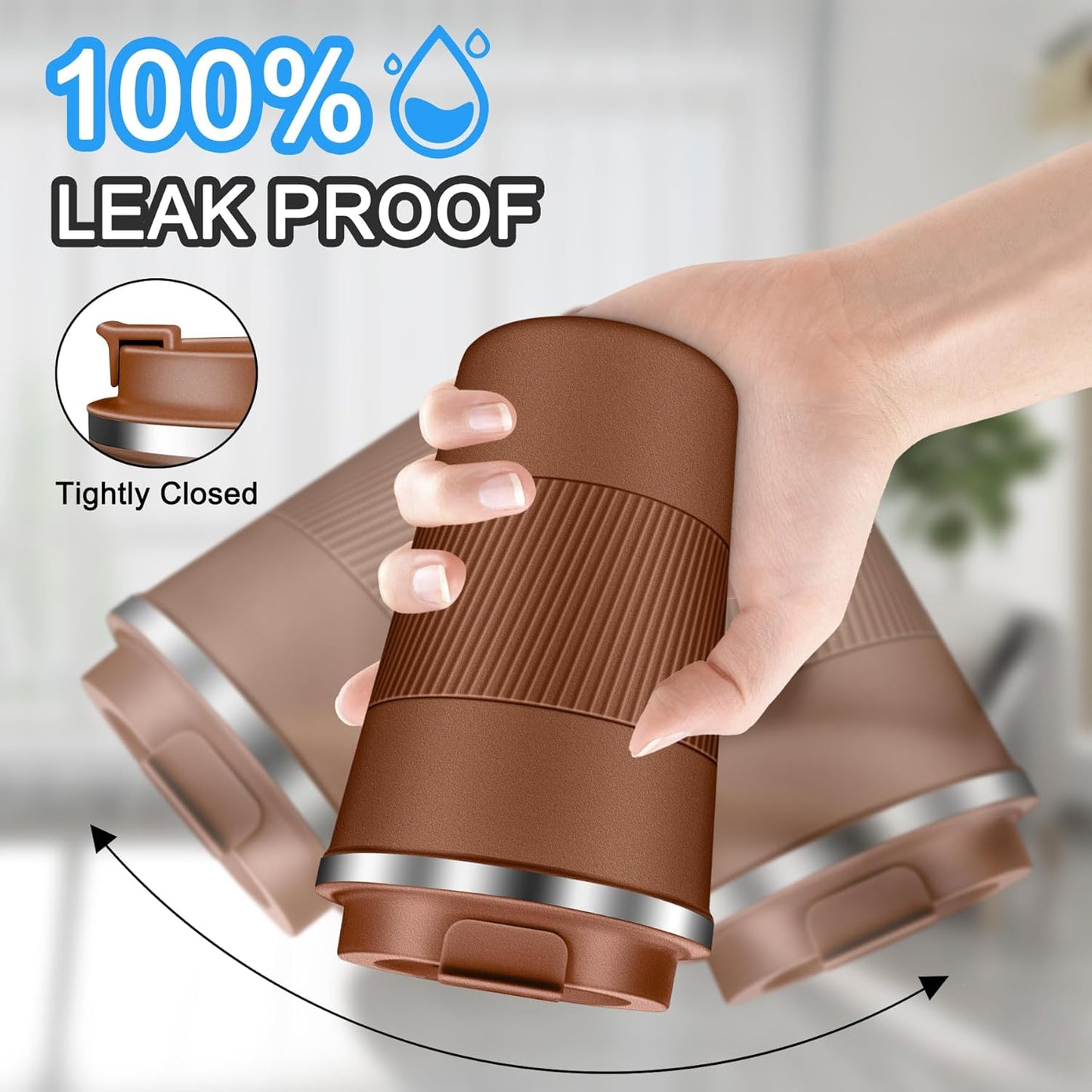 Coffee Travel Mug 12oz Insulated Coffee Mug with Lid Portable Spill-Proof Coffee Travel Mug No Handle Reusable Stainless Steel Mug Keeps Cold and Hot Suitable for Car, Daily, Travel and Gifts