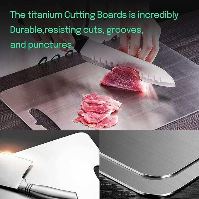 Titanium Cutting Board, Cutting Boards For Kitchen, 2 Pack Double-Sided Food-Grade Titanium Cutting Board For Cutting Meats, Fruits And Vegetables