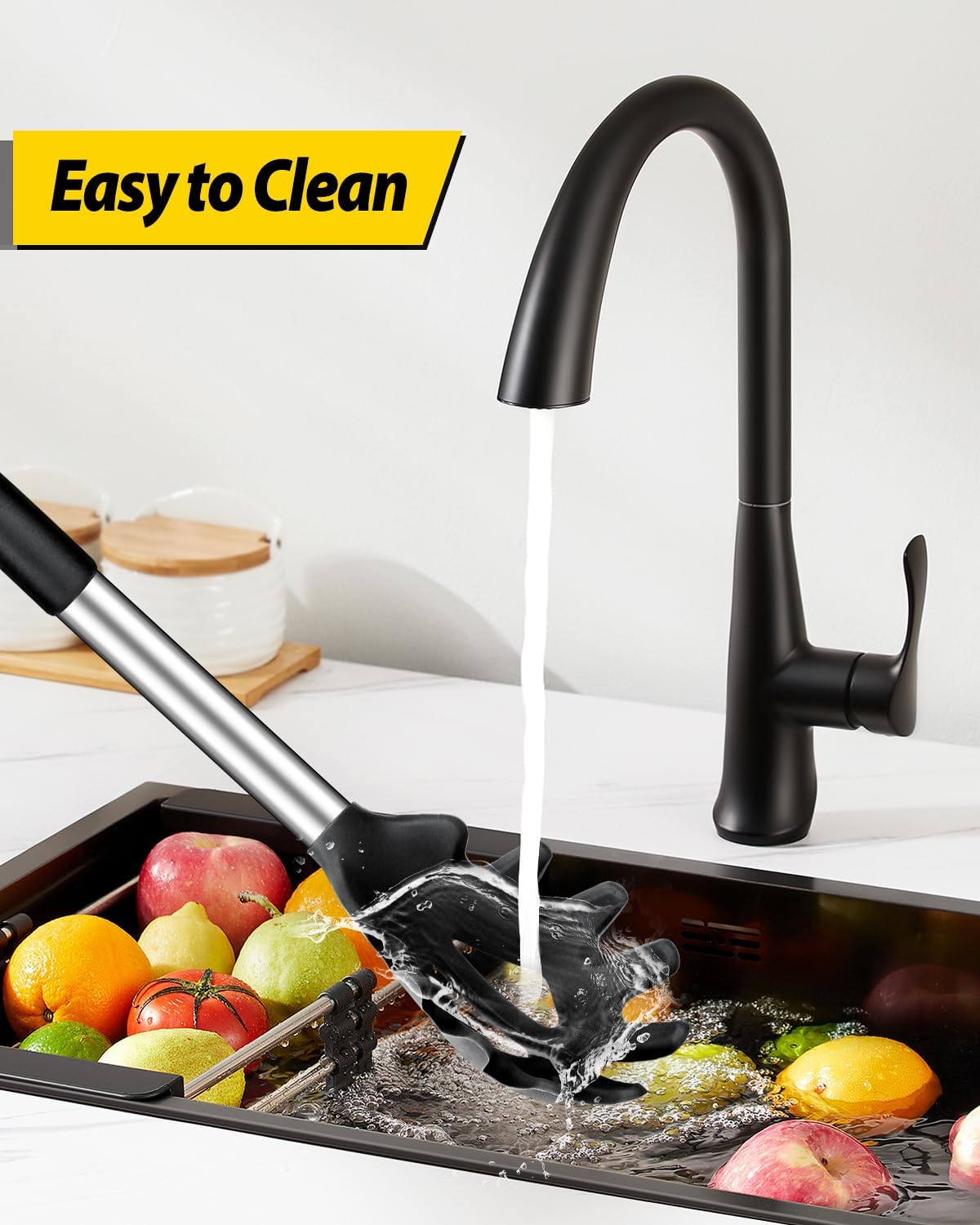 Silicone Pasta Fork and Cooking Spoon Set, Non Stick Kitchen Utensils for Cooking,Stirring,Serving Spaghetti, Soup, Sauce (BLACK)