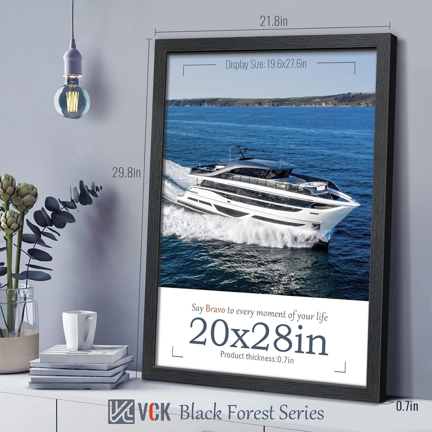 VCK 20x28 Solid Wood Poster Frame Set of 5,Textured Exclusive Black Picture Frames, Wall Hanging