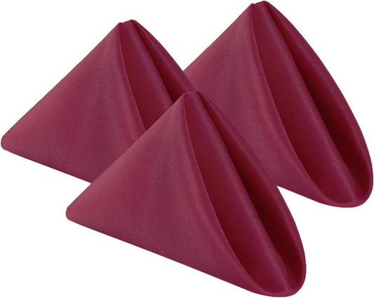 Bailarina Cloth Napkins Set of 80,17x17 inches Dinner Napkins Cloth Washable,Polyester Square Table Cloth Napkin Bulk with Hemmed Edges Ideal for Banquets, Parties and Weddings-Burgundy