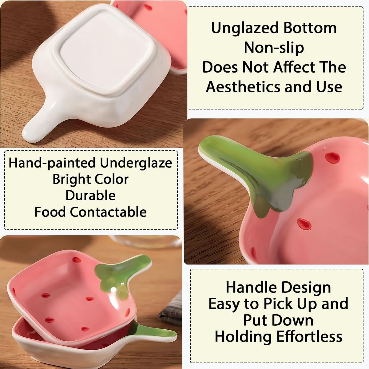 12 Pcs Ceramic Soy Sauce Dishes, Pink Small Dip Bowls Set with handle, Mini Multipurpose Porcelain Side Dish Bowl for Ketchup, Soy, BBQ, Sushi, Party, Condiments Serving Bowl Set