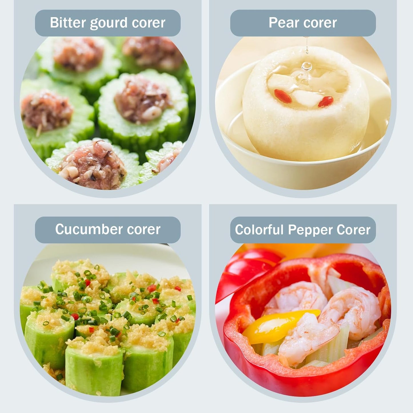 Red Bell Pepper Corer, 2Pcs Pepper, Pineapple, Pear, Apple Corer - 304 Stainless Steel Multifunctional Fruit And Vegetable Core Remover