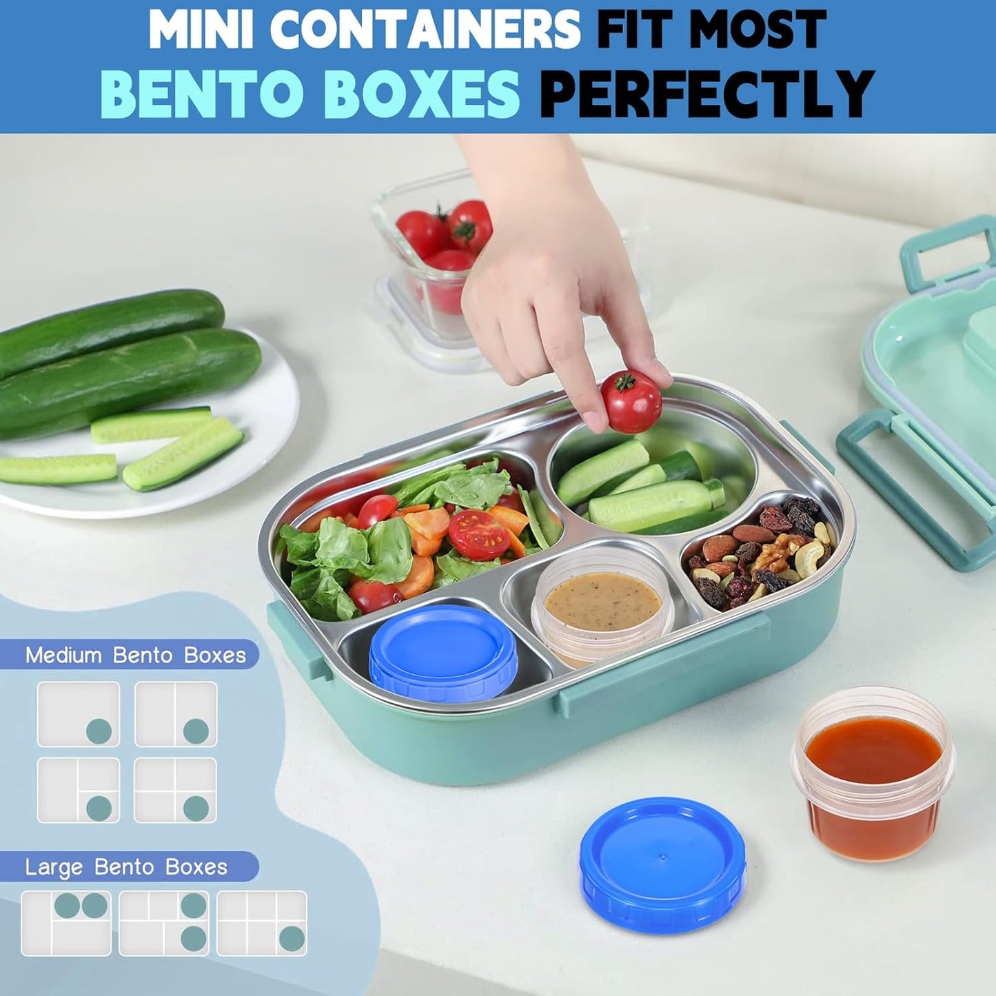 6 Pcs 2 oz Salad Dressing Container To Go Small Sauce Containers with Lids, Reusable Condiment Cups for Lunch Box, Airtight Freezer Storage Containers, Microwave & Dishwasher Safe