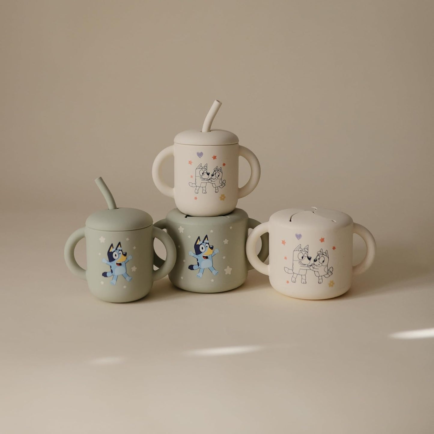 mushie x Bluey Silicone Snack Cup | Spill Proof Food Container for Toddler and Baby (Bluey Sage)