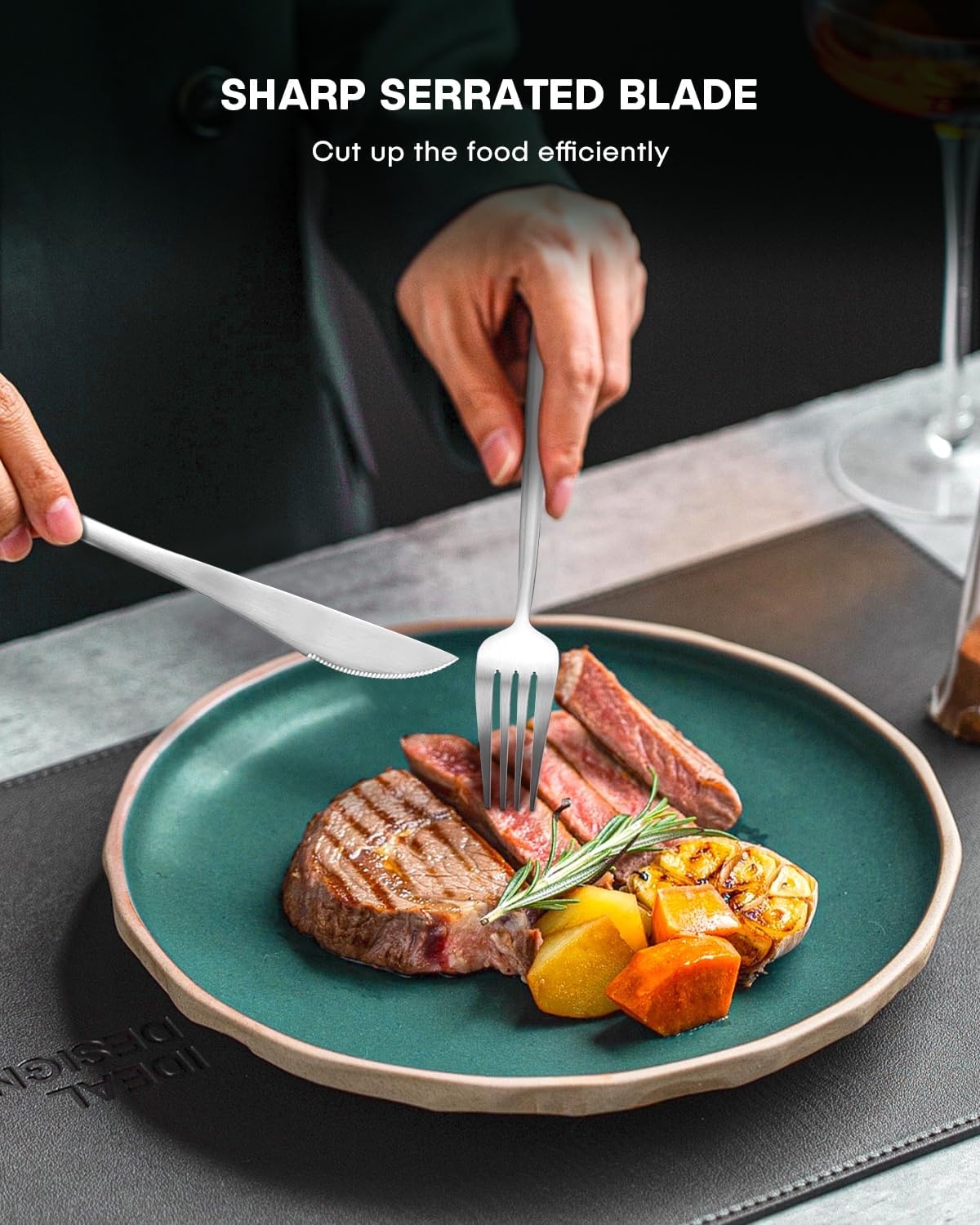 EUIRIO 60-Piece Matte Silverware Set for 12, Stainless Steel Flatware Set, Modern Brushed Thick Cutlery Set with Spoons Forks and Knives, Utensil Sets for Home Kitchen Hotel, Dishwasher Safe