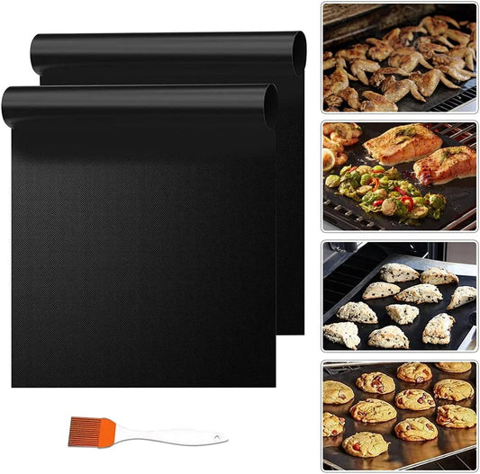 2 Pack Large 17"x 25" Oven Liners for Bottom of Electric Gas Oven Reusable,Thick Heavy Duty Nonstick Teflon Oven Mat, Heat Resistant Grill Mats Outdoor, Easy to Clean Gas Stove Liners