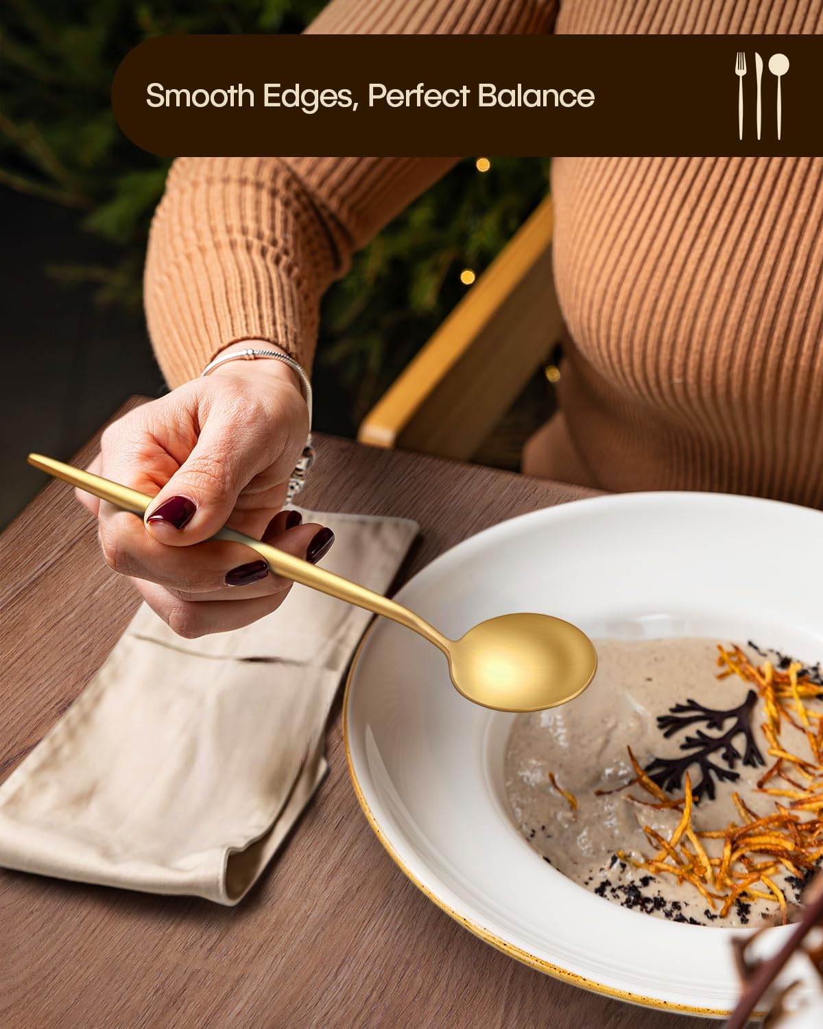 Stapava 20-Piece Matte Gold Silverware Set, Stainless Steel Gold Utensils Cutlery Set for 4, Satin Finish Flatware Include Forks Spoons and Knives Set for Home and Restaurant, Dishwasher Safe