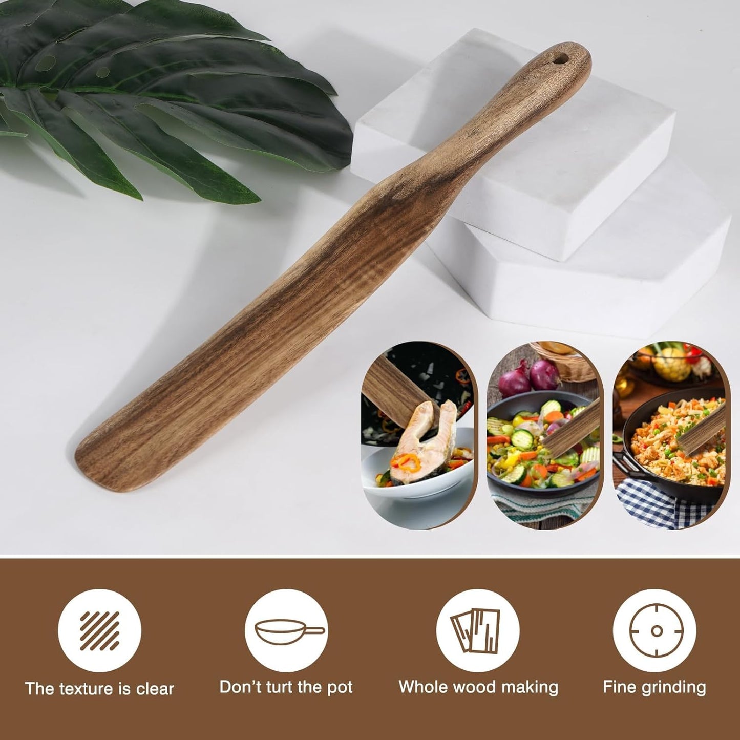 2 Pack Spurtle for Sourdough Starter, Spreading, Cooking, Mixing, Reaching Bottom of Jar, Kitchen Utensils, Spurtles Kitchen Tools Wooden Kitchen Utensils for NonStick Cookware