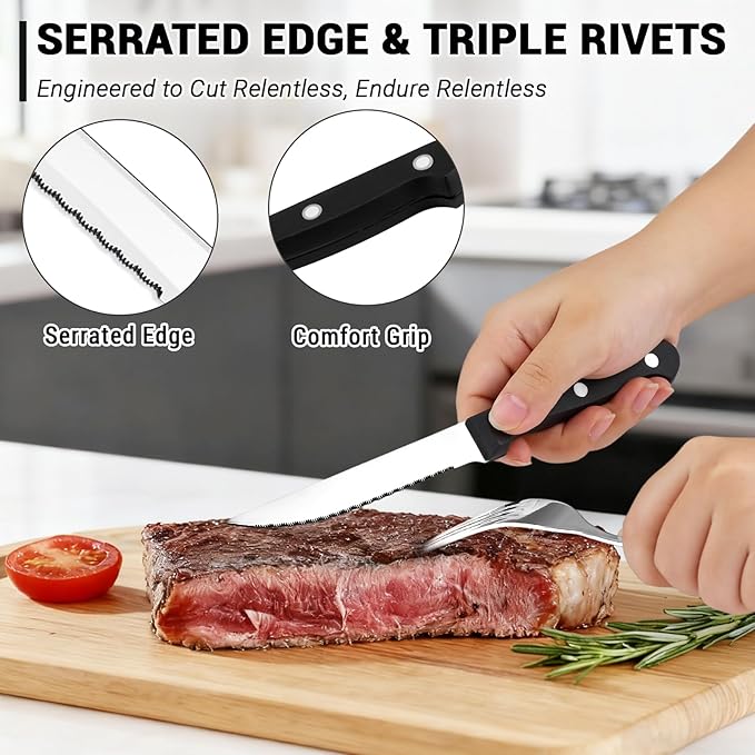 BEWOS 72-Pieces Silverware Set for 12 - Stainless Steel Flatware Set with Mirror Polish, Cutlery Set Including Steak Knives, Forks and Spoons, Dishwasher Safe for Restaurant (Silver)