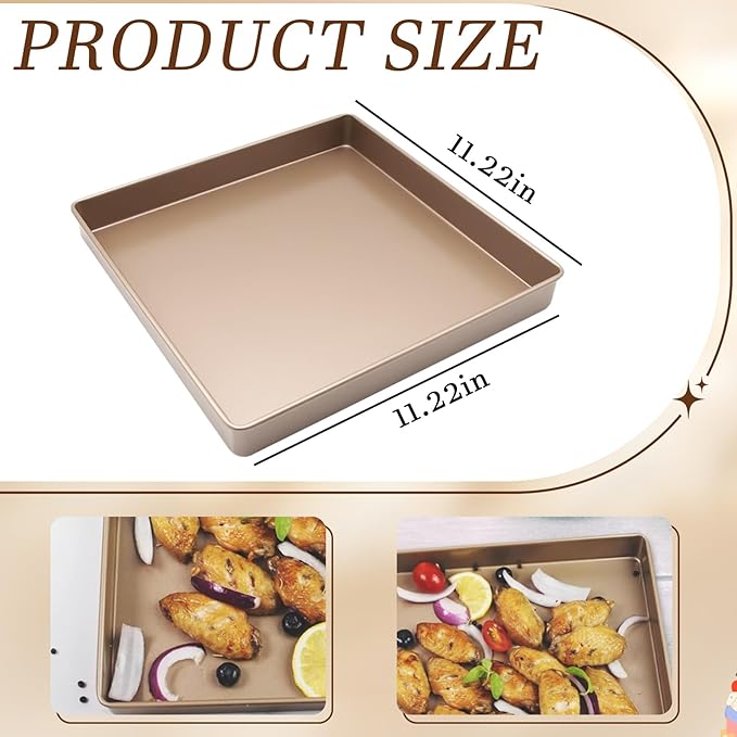 Nonstick Square Baking Pan, 11x11 Baking Pan, Cookies Bakeware For Oven Baking Gold - Send Goods From Local Warehouse