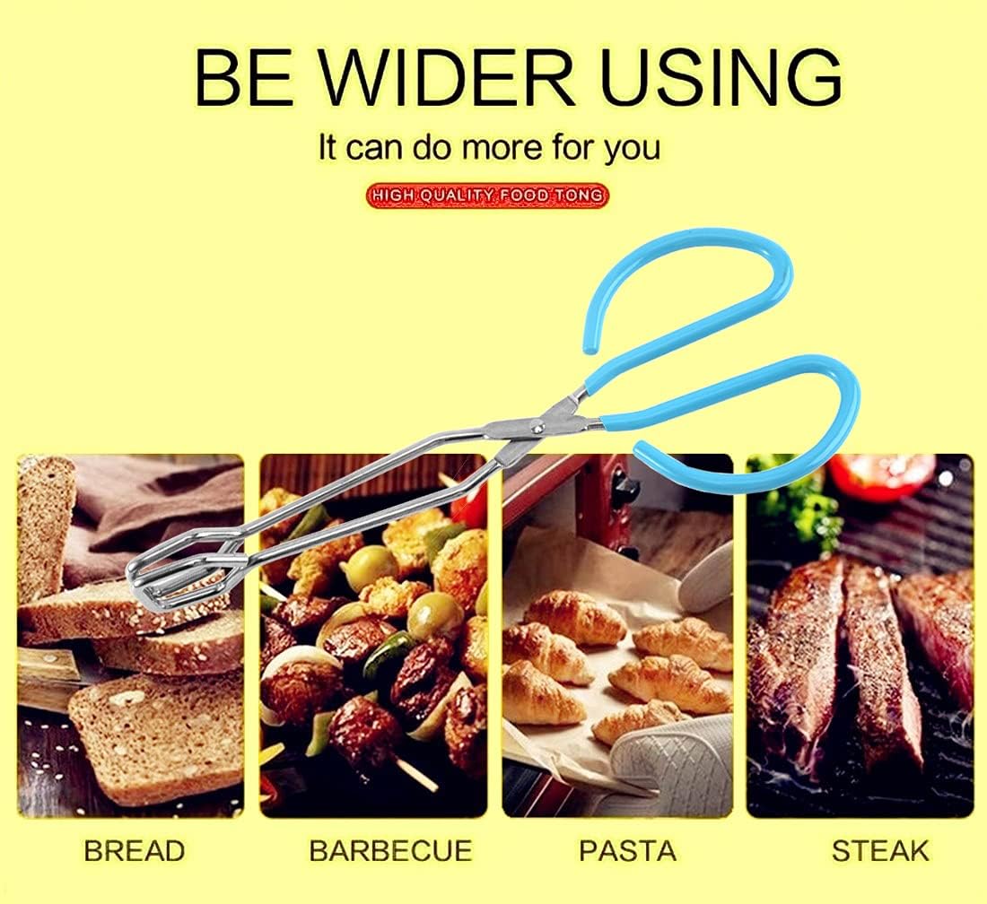 Food Tongs, Feeyei Heavy Duty Stainless Steel Kitchen Tongs for Cooking, Barbecue, Serving Scissors Tongs 10 Inches 2 packs (Blue)