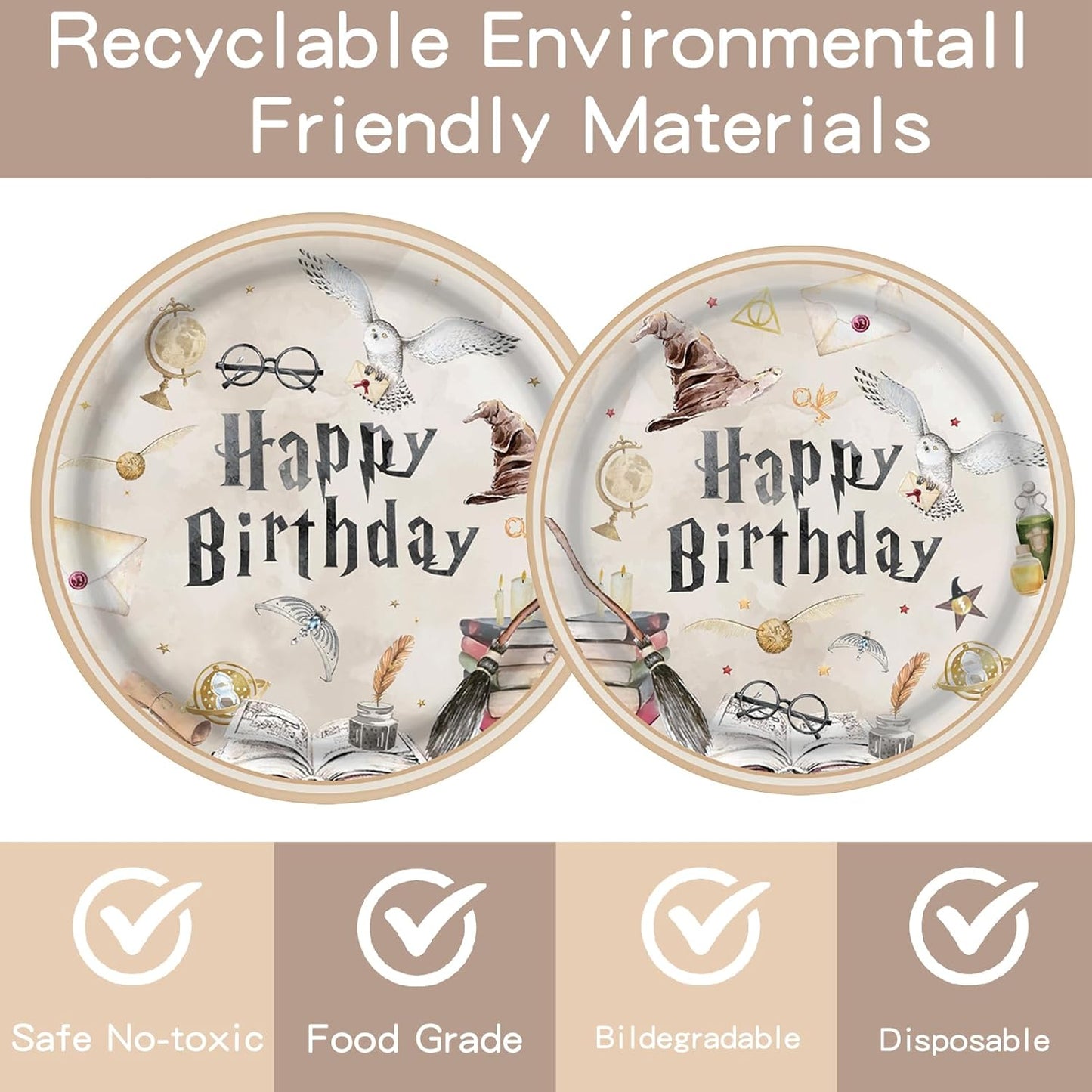 140PCS Birthday Party Paper Plates Napkins Paper Cups Dessert Plates Kids Boys Birthday Decorations Set for 20 Guests