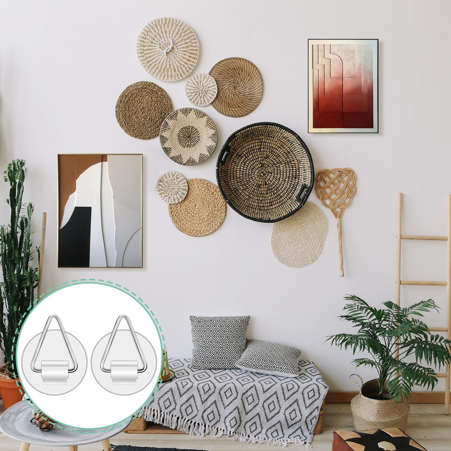 54 PCS Plate Hangers for The Wall, 0.8 Inch Mini Adhesive Vertical Plate Holders, Invisible Plate Hanger, Wall Hanging Hooks for Decorative Plates Pictures