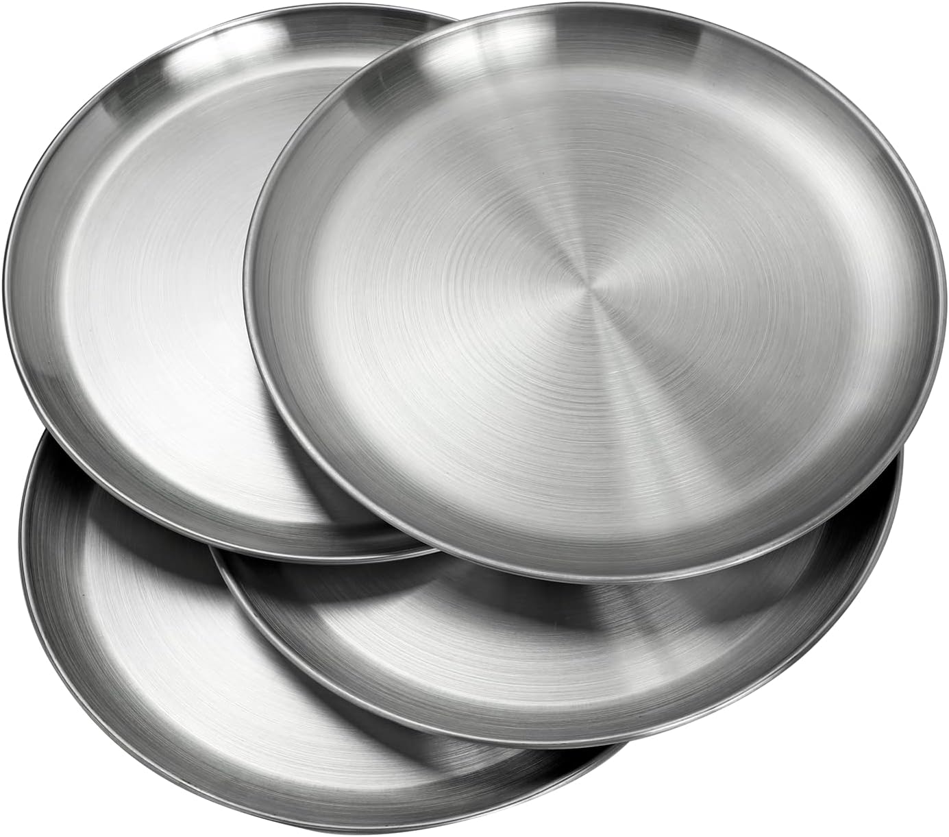 Stainless Steel Plates 9 inch 304 Metal Lightweight Unbreakable Dinner Dishes Plates Set Non-Toxin Dishwasher Safe BPA Free and Healthy (10 Pcs)