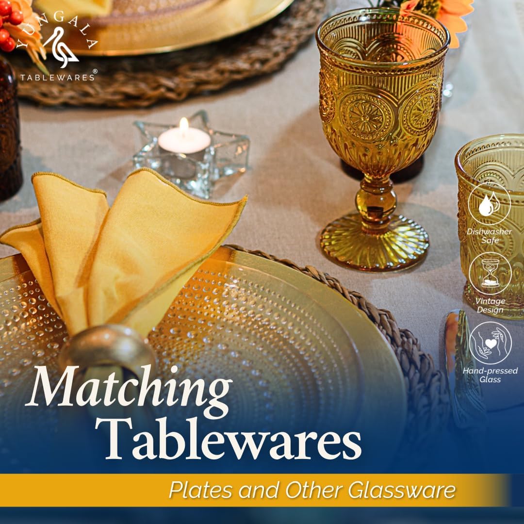 Yungala Amber drinking glasses set of 6 amber glassware cups, 8 oz small water glasses hobnail dishwasher safe cute colored drinkware for fall tablescape