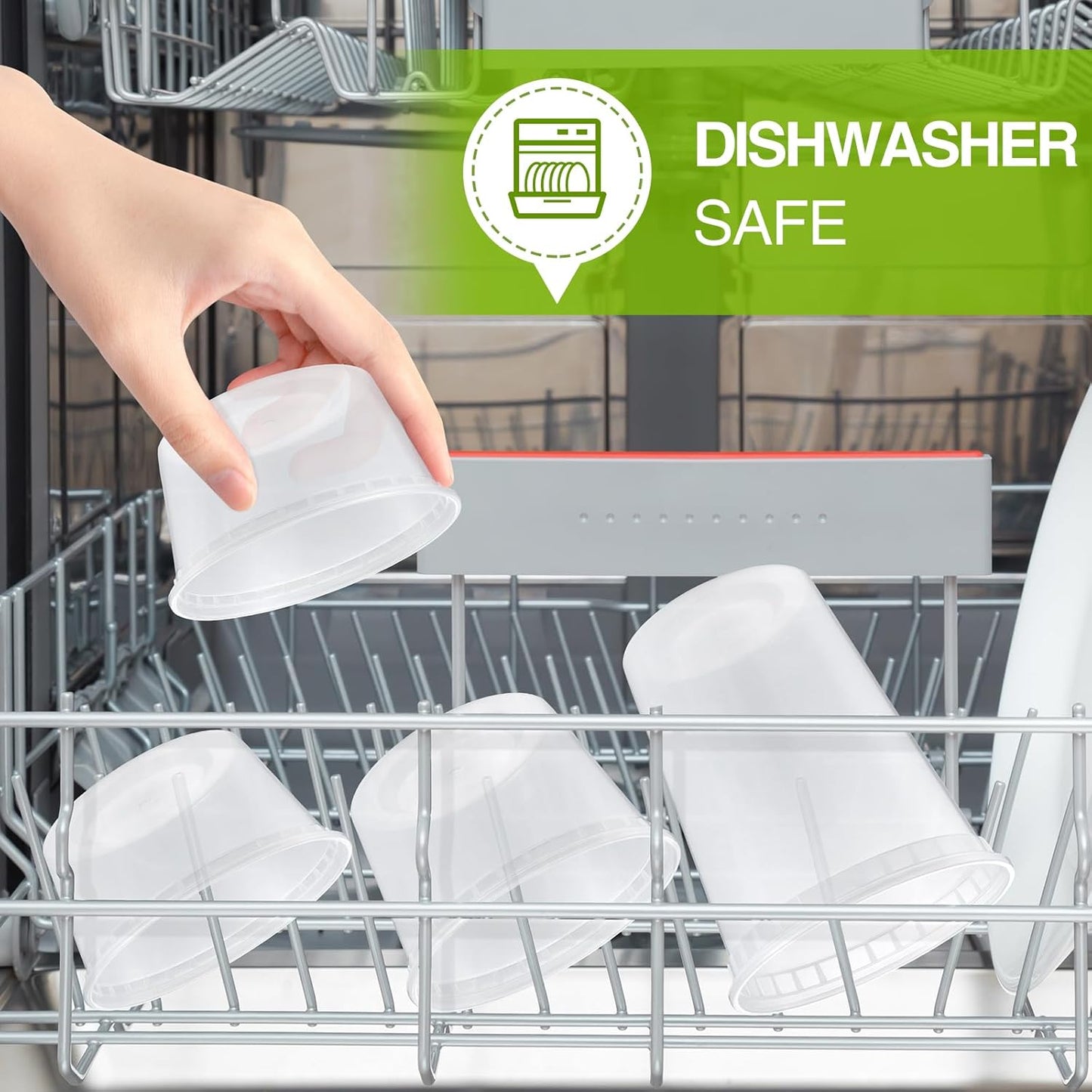 16 Oz Deli-Containers-with-Lids - 60 Set Plastic Food-Storage-Containers-with-Lids, Microwaveable & Freezer Safe To-Go-Containers, Leak-proof Soup Overnight Oats Meal-Prep-Containers