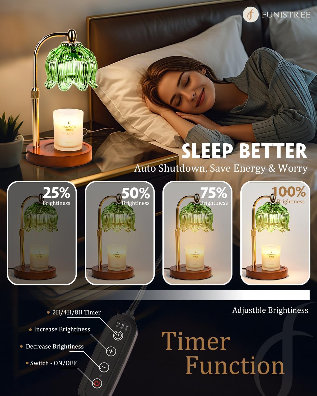 Candle Warmer Lamp with Timer Dimmable, Adjustable Height, Birthday Gifts for Women Mom, House Warming Gifts New Home Room Decor, Christmas Gifts,Wax Warmer Lamp for Jar Candles with 2 Bulbs