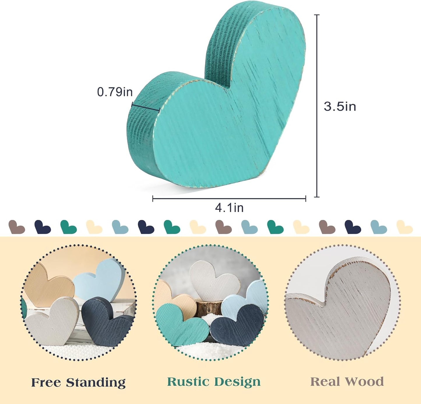 5Pcs Wood Winter Heart Christmas Tiered Tray Decor Centerpieces for Table Winter Blue Farmhouse Rustic Kitchen Decoration for Home Kitchen Valentine Heart