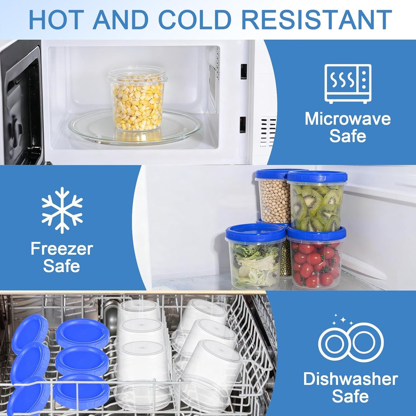 6 Pcs 16 oz Plastic Deli Containers with Screw Lids, Freezer Storage Containers Reusable 2 Cup Food Storage Container with Pen & Brush for Snack Salad Fruit, Microwave & Dishwasher Safe