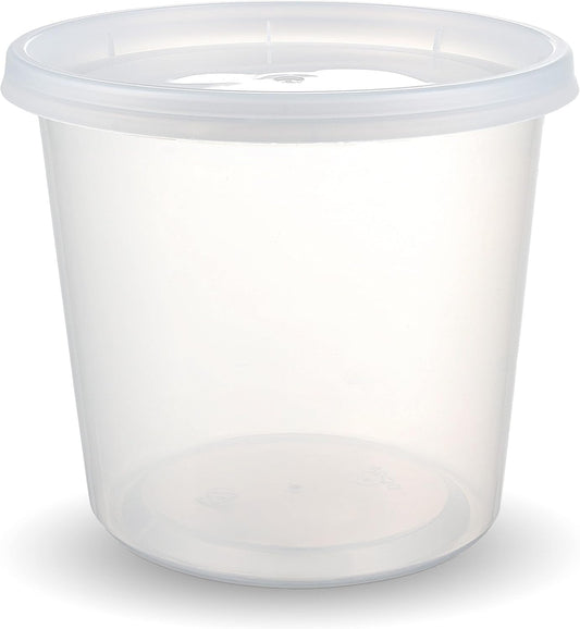 DuraHome Deli Containers with Lids 24oz. Leakproof 30 Sets BPA-Free Plastic Food Storage Cups Clear Airtight Takeout Container Heavy-Duty, Microwaveable Freezer Safe Disposable/Reusable