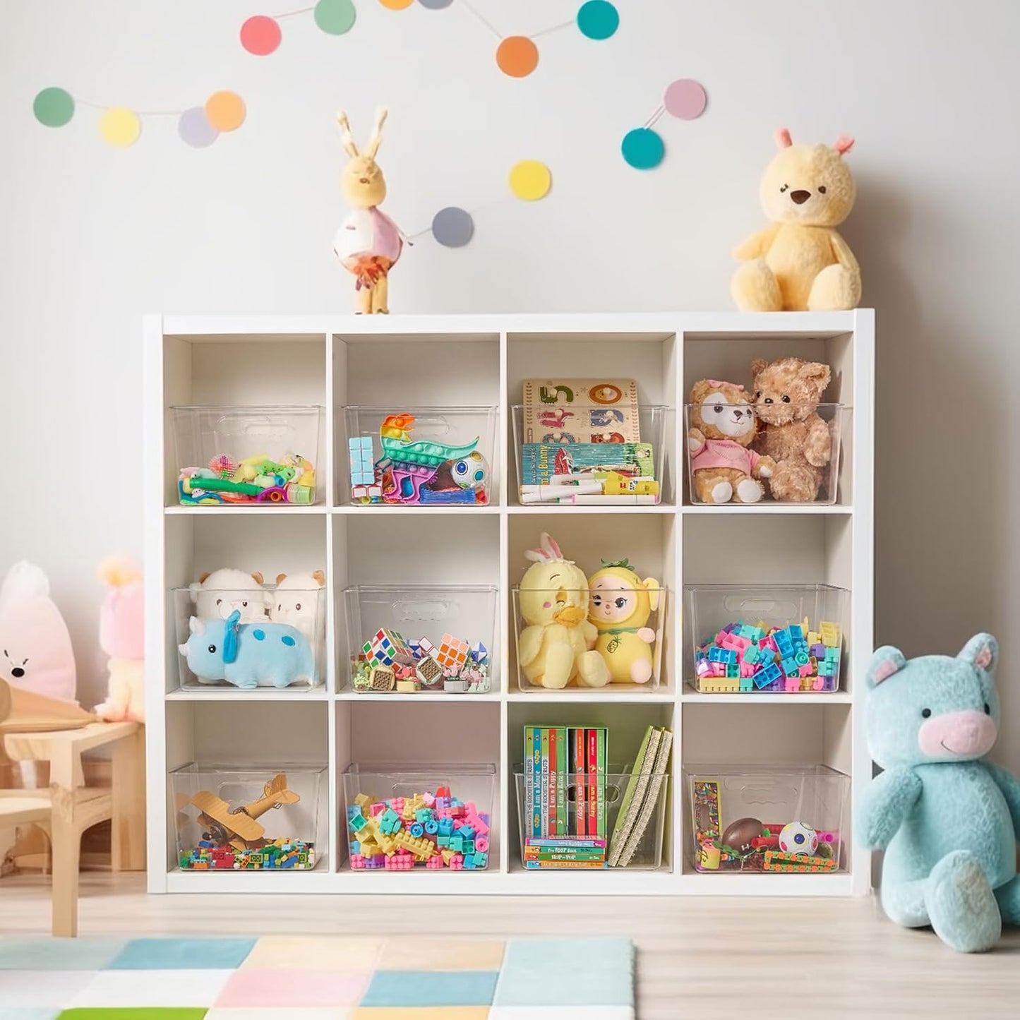 Vtopmart 8 Pack Extra Large Clear Plastic Storage Bins,11x11 Cube Acrylic Organizer Square Containers with Handle for Pantry,Closet,LaundryRoom,Kitchen,Bathroom,UnderSink Organization