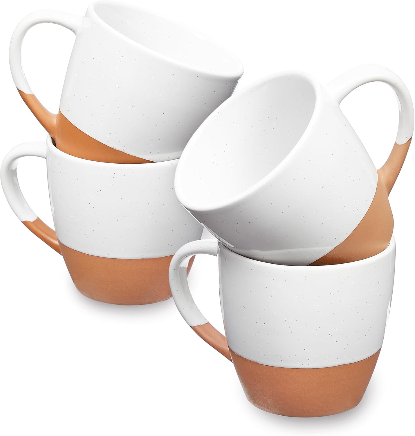 Sheffield Home - Set of 4, Large Stoneware 16oz Coffee Mugs with Handles - Dishwasher & Microwave Safe Ceramic - Ideal for Cappuccino, Espresso, Latte, or Tea - Vanilla White