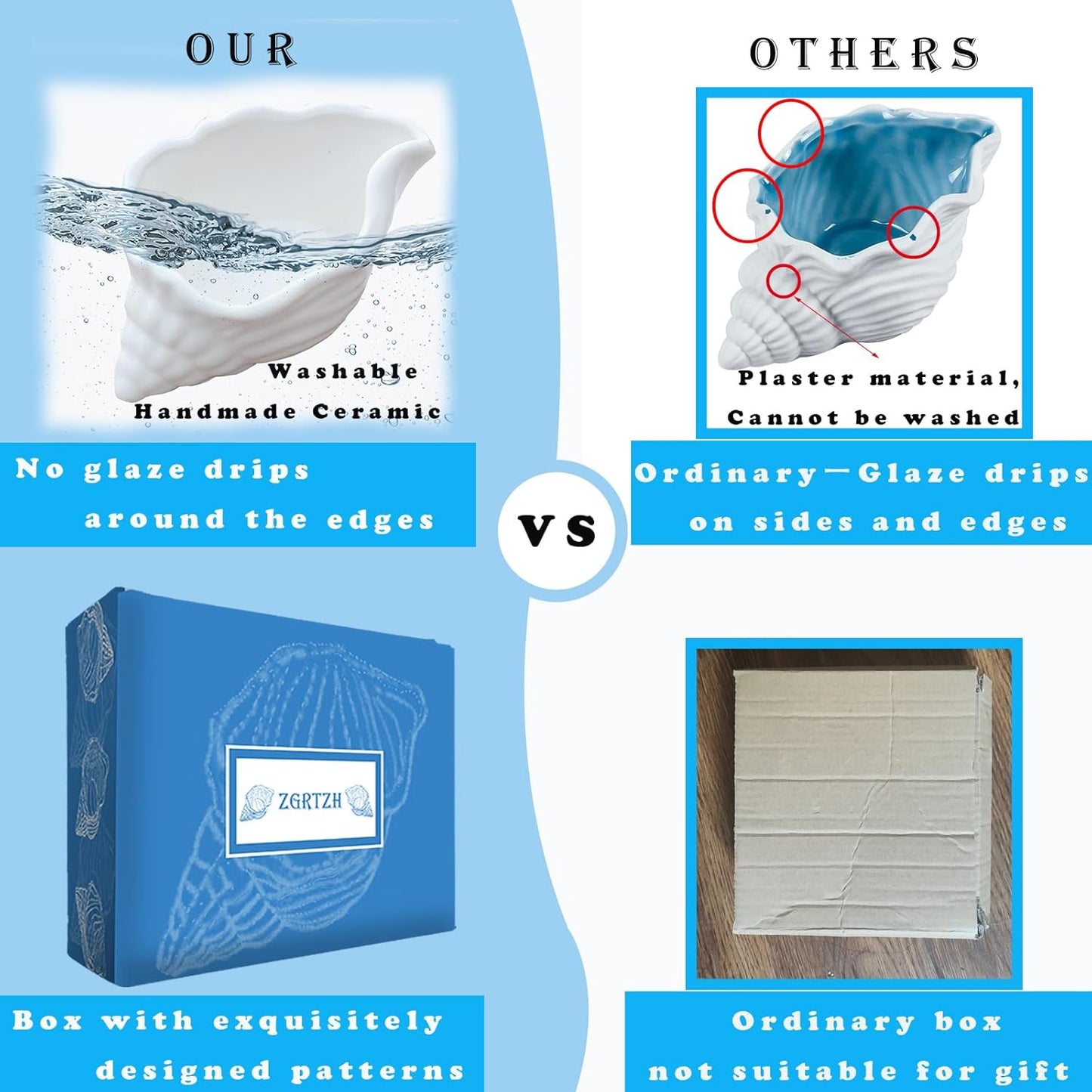 Ceramic Conch Shell Jewelry Tray - White Shell Jewelry Holder - Trinket Dish - Earring Ring Dish Holder - Key Bowl - Christmas Room - Ocean Coastal Decor