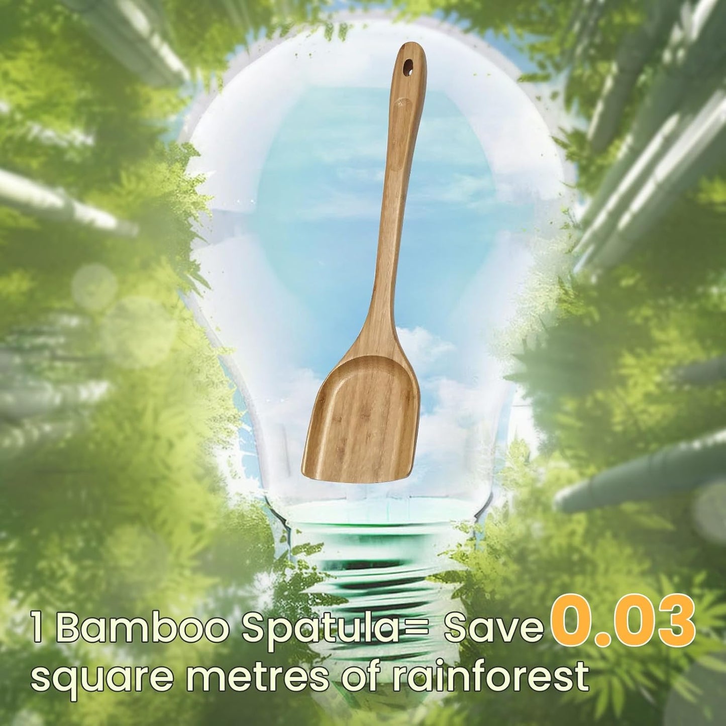 GEEKHOM Bamboo Spatulas for Nonstick Cookware, 13 Inch Wooden Kitchen Utensils, 2 Pack Flat Wood Spatula Turners for Cooking Stirring, Flipper for Pancake, Fish, Egg