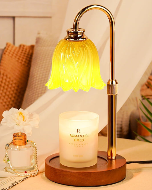 Candle Warmer Lamp, Gold Candle Lamp Warmer with Timer & Dimmer with 2 Bulbs, Dimmable, Christmas Gifts for Women Mom, House Warming Gifts New Home Bedroom Decor, Height Adjustable