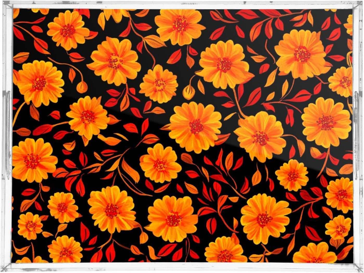 Acrylic Serving Tray with Handles Spill Proof Kitchen Storage Tray Clear Decorative Tray Makeup Drawer Organizer Storage Tray for Bathroom Living Room Ottoman 15.7x11.8Inches