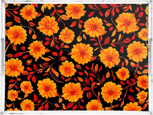 Acrylic Serving Tray with Handles Spill Proof Kitchen Storage Tray Clear Decorative Tray Makeup Drawer Organizer Storage Tray for Bathroom Living Room Ottoman 15.7x11.8Inches