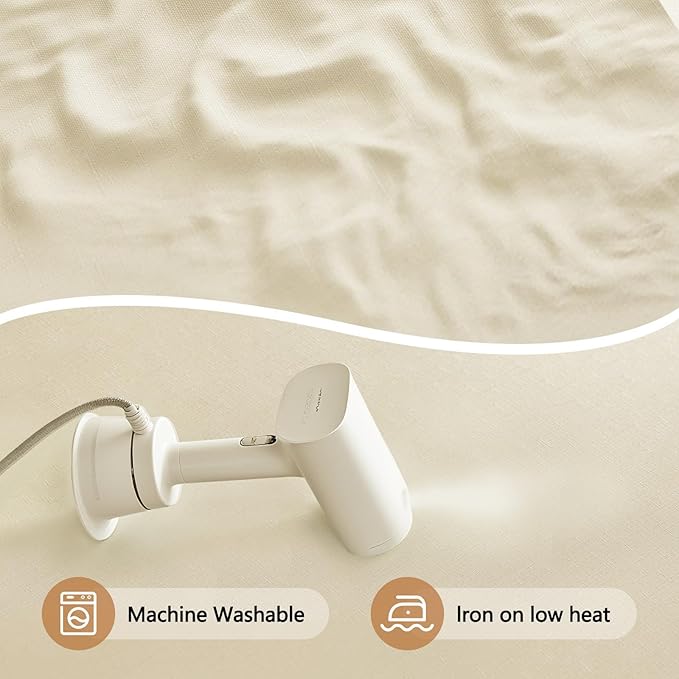 Fabric 60 Inch Round Table Cloth, Faux Linen Textured Water Resistant & Wipeable Circle Tablecloth, Anti-Scratch for Dinning Kitchen Party, Beige